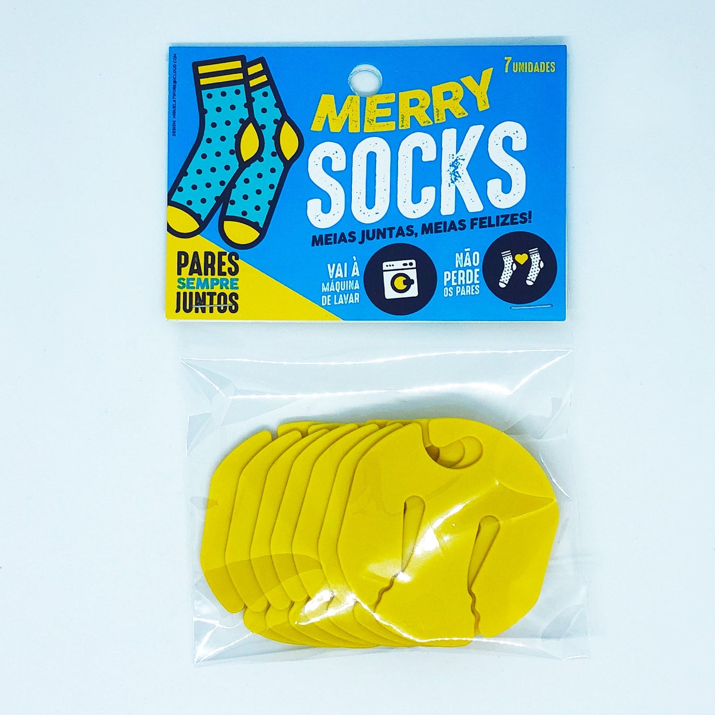 Conjunto de 7+(2 de oferta) cabides Merry Socks amarelo